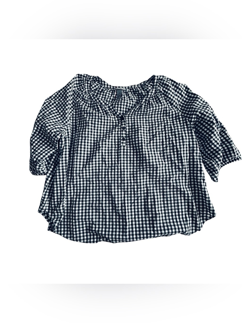 Catherines Black and White Gingham Button Front Blouse size 18-20